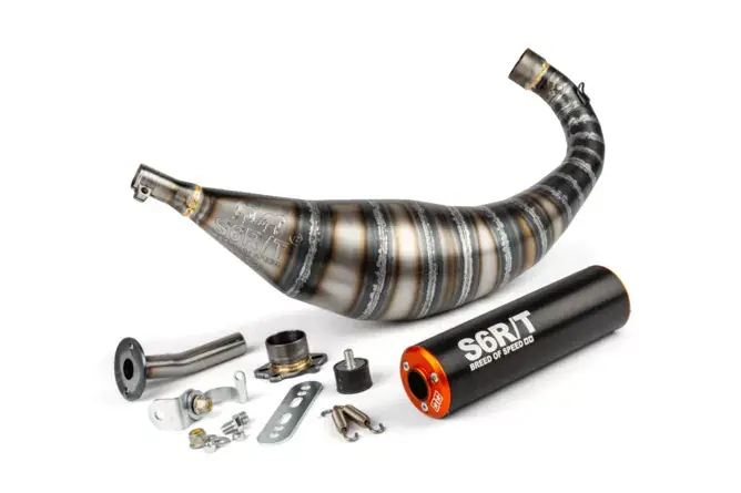 Ultimi pezzi | STAGE6 R/T Scarico 90 - 100cc CNC Arancione / Nero per Derbi
