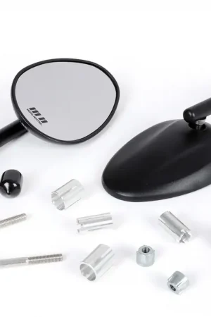 Ultima novità | MN1405BK - MOTO NOSTRA Set di specchietti 1405, in alluminio CNC, ovali, estremità del manubrio - nero opaco