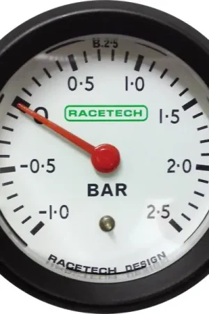Manometro Pressione Turbo Racetech -1/+2,5 Bar Bianco | Fino a esaurimento