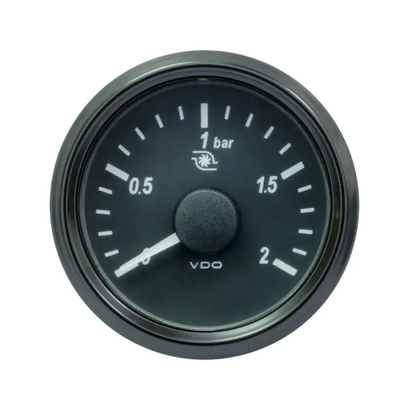Manometro Pressione Turbo VDO SingleViu 0-2Bar Diametro 52 Fondo Nero | Sconto extra