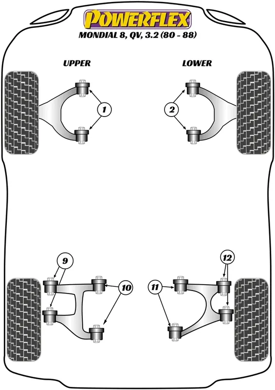 Approfittane ora - Silent Block Powerflex per Ferrari Mondial 8, Quattrovalvole & 3.2 (80-88)