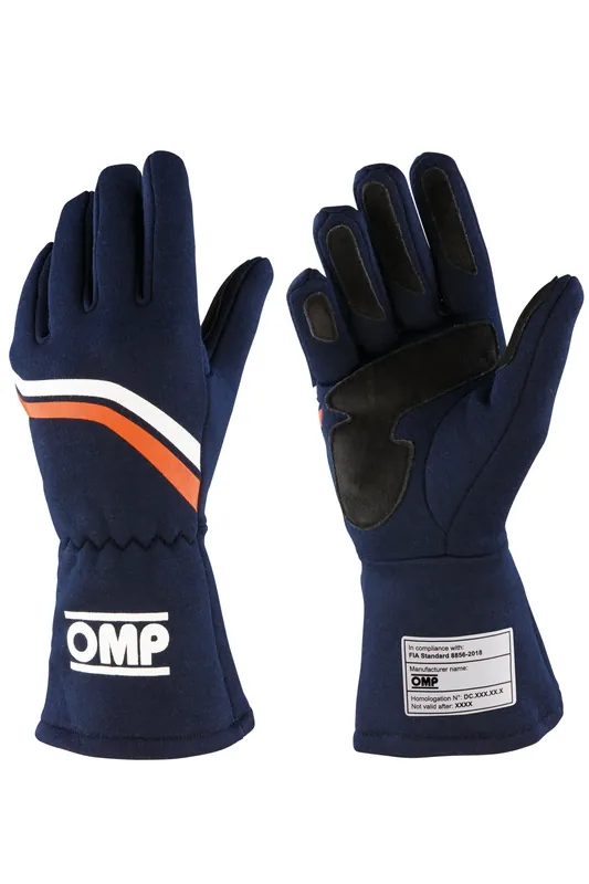 Guanti OMP Dijon Blu Marine / Arancione Fluo | Svendita