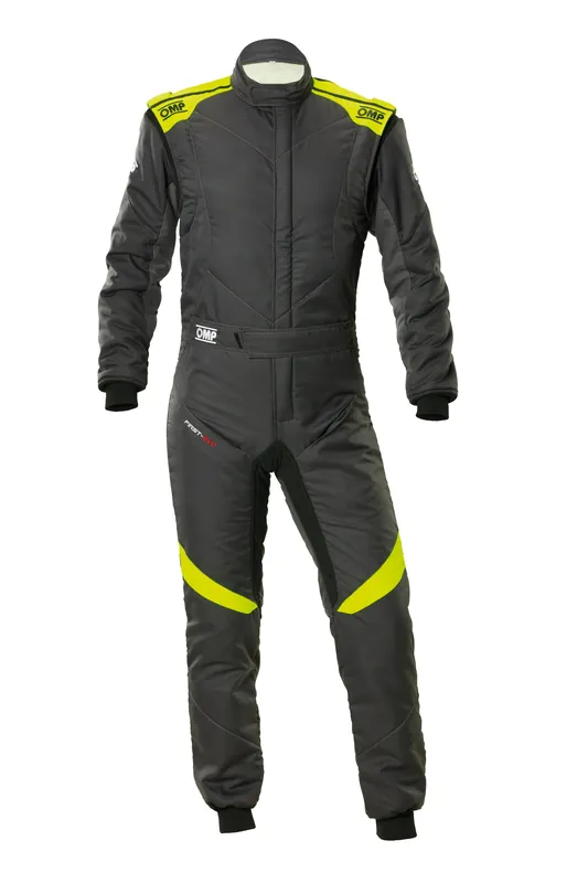 Tuta OMP First EVO Antracite / Giallo Fluo (FIA 8856-2018) | Offerta a tempo limitato
